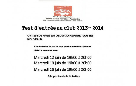 TEST pour la rentrée 2013 - 2014