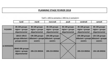 Stage Vacances Février